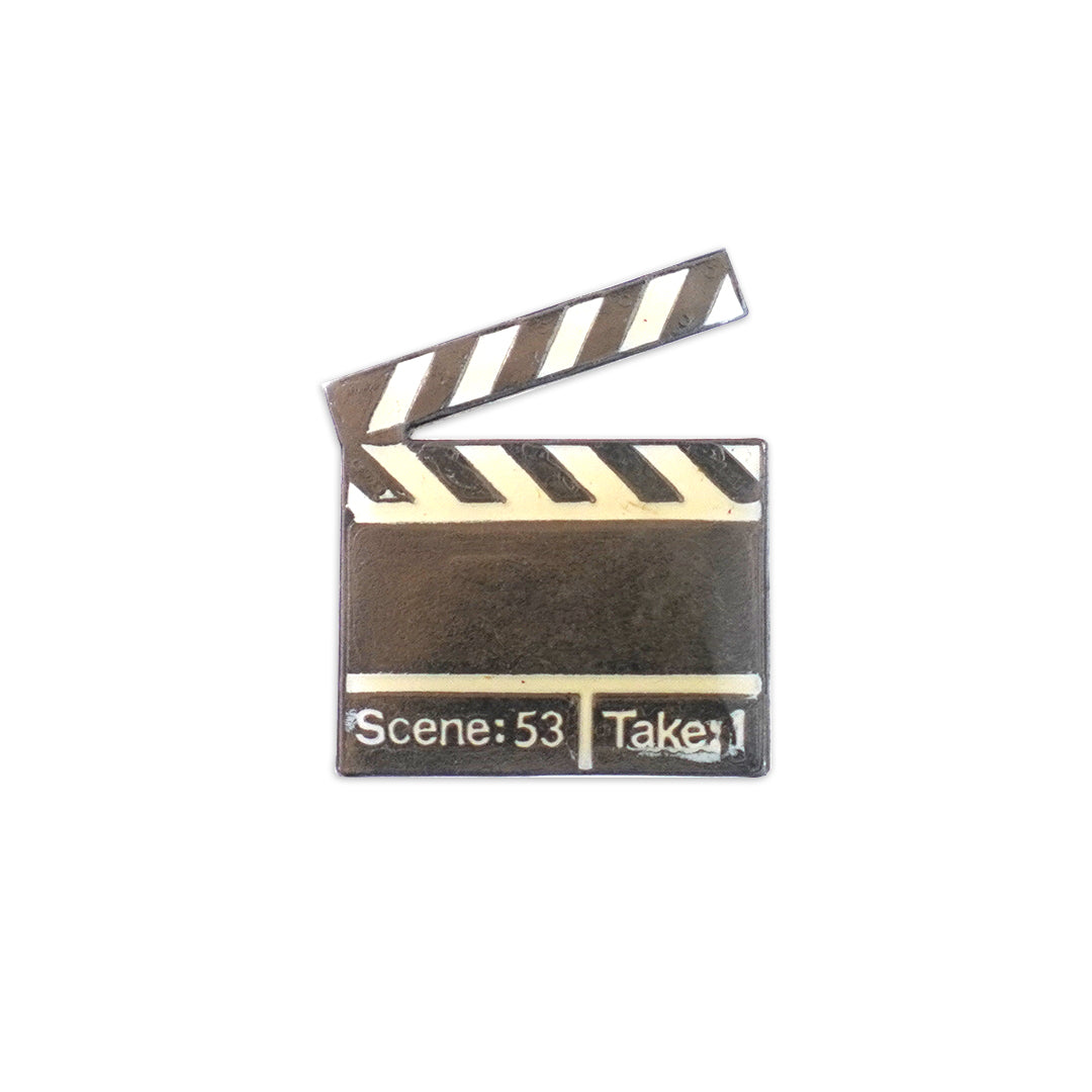 Vintage Grey Slate Movie Clapper Pin