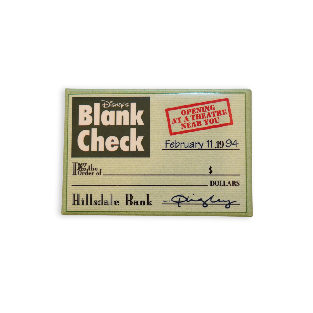 Vintage Blank Check Movie Pin Badge