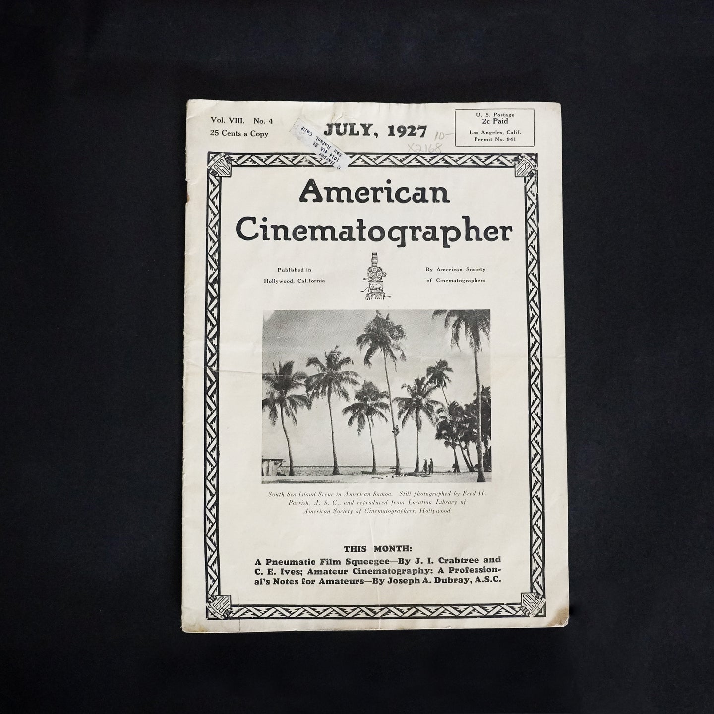 Vintage American Cinematographer Magazine (July 1927)