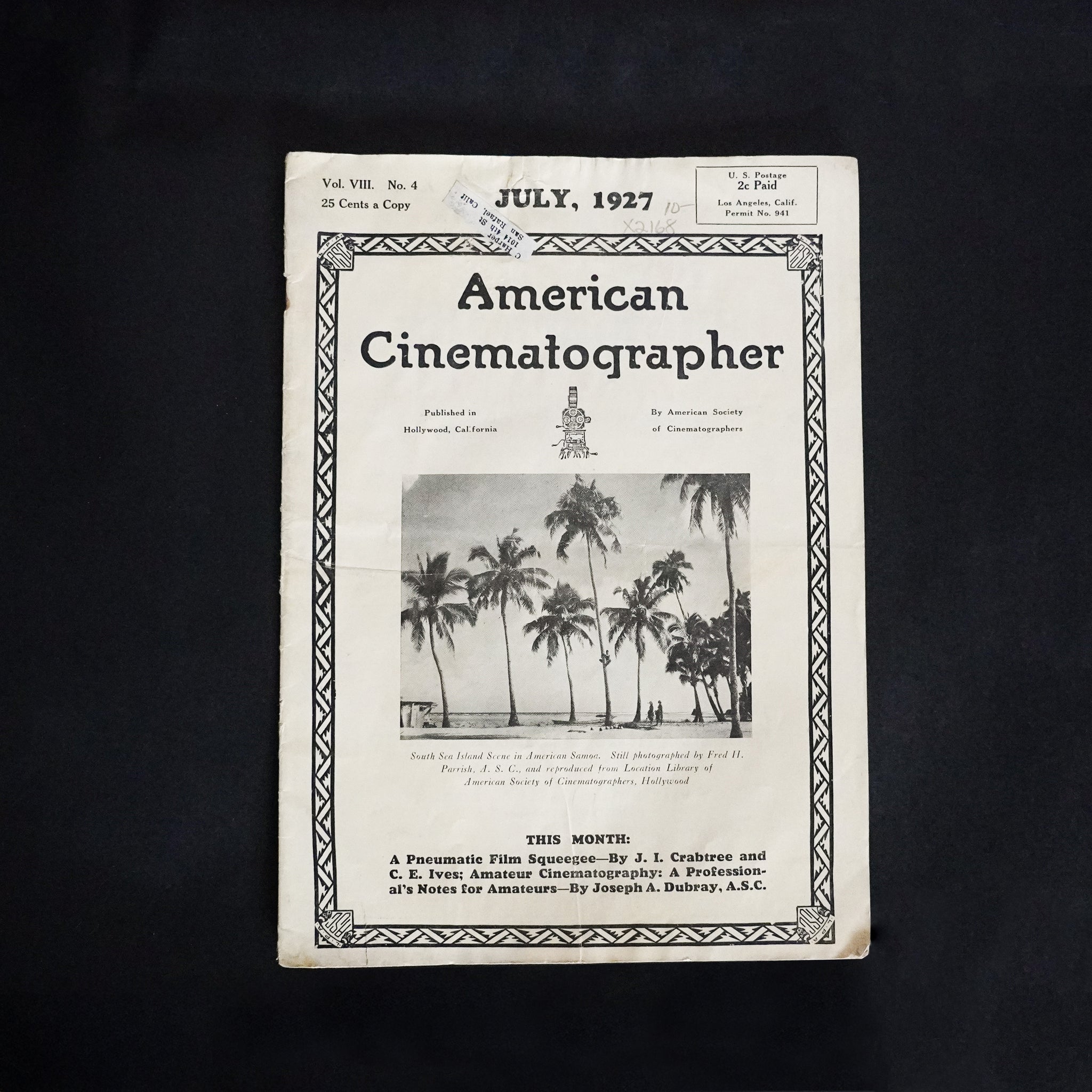 Vintage American Cinematographer Magazine (July 1927)