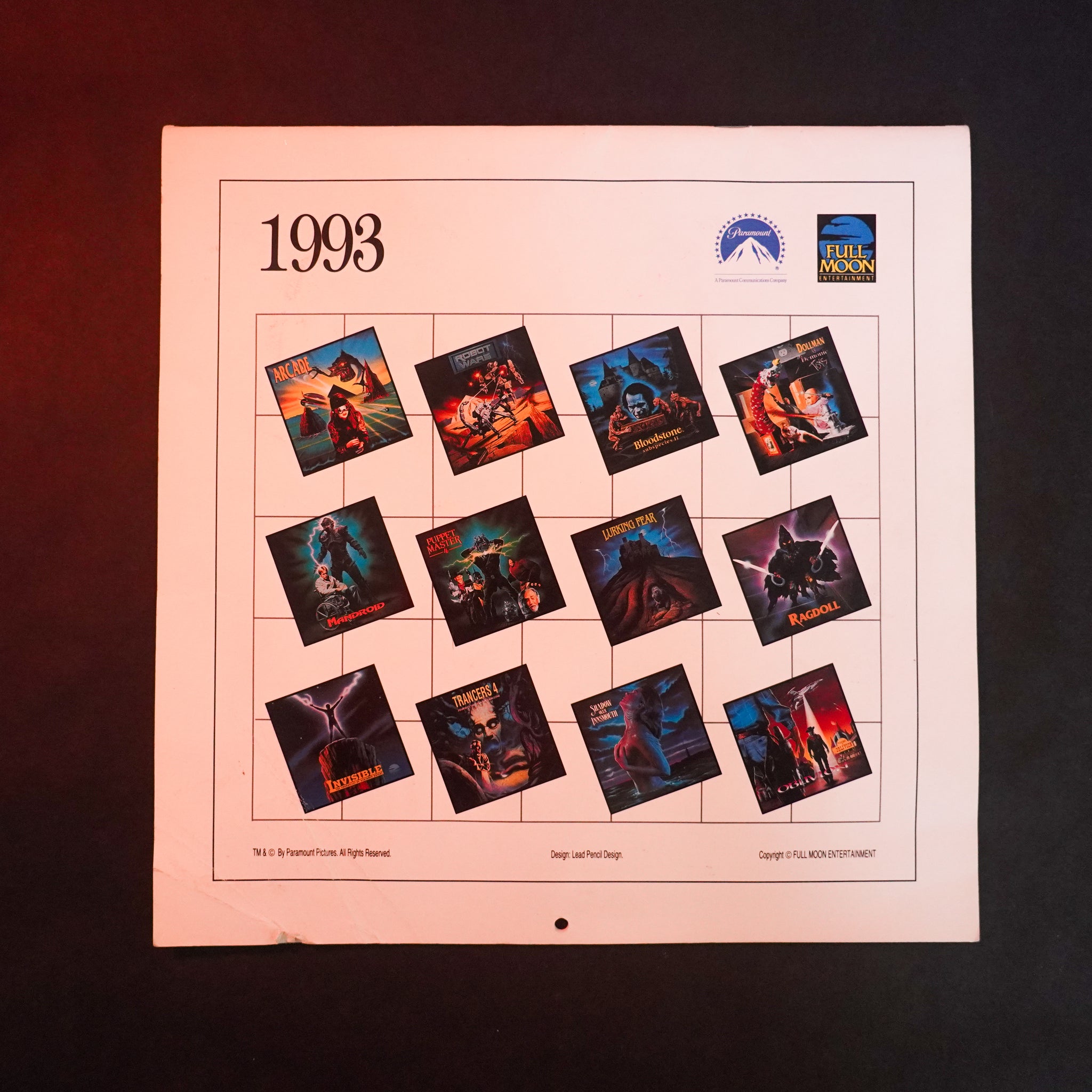 Vintage Full Moon Entertainment Calendar (1993)