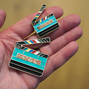 Jumbo Timecode Slate Enamel Pin (Glow in the Dark)