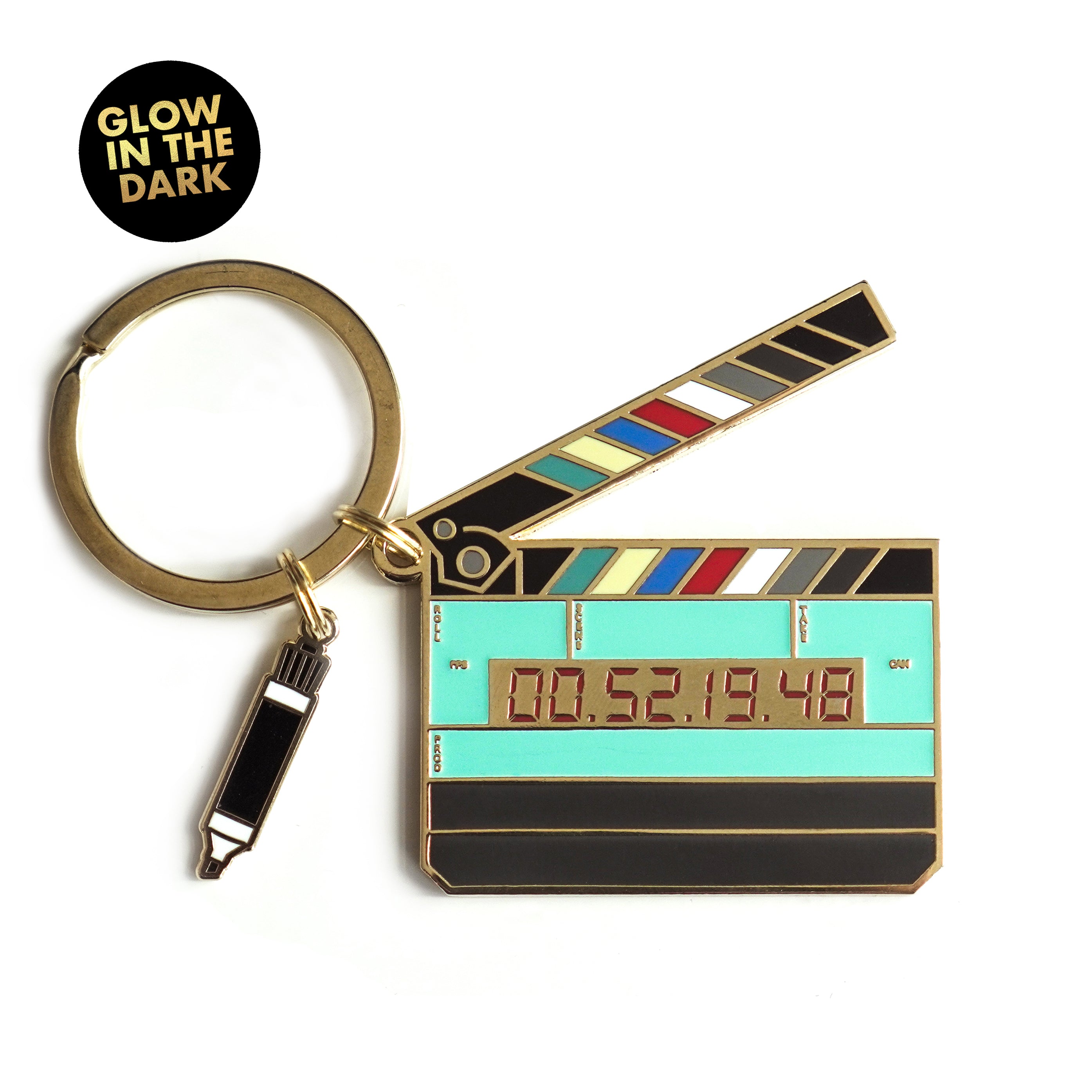 Glow in the Dark Large Timecode Slate Keychain Film Pin Society